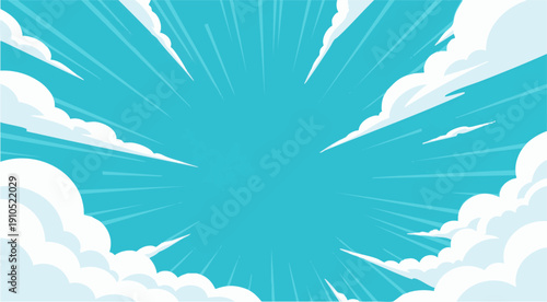 Explosion of light bursting through clouds in a vibrant sky viewed from below