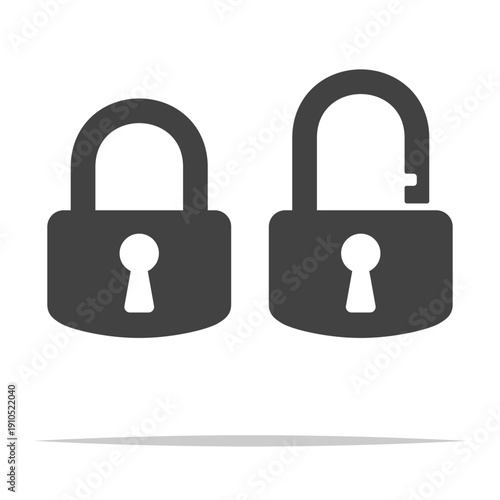 Locked and unlocked padlock icon transparent vector isolated illustration
