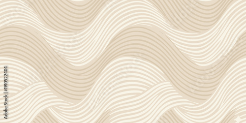 Undulating wavy lines create a flowing pattern in a serene and abstract illustration viewed from directly above