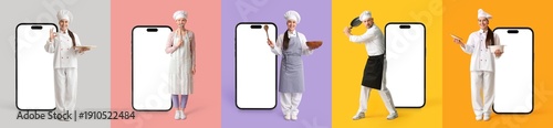 Collage of chefs with utens...
