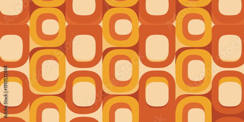 Geometric pattern of concentric orange and yellow squares viewed from directly above in a repetitive design