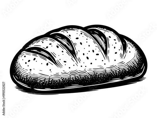 Ein rustikales Brot mit typischen Einschnitten. Perfekt für Bäcker, Hofläden oder Frühstücksbretter.KI Generiert