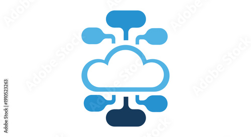 Cloud computing network icon with data connection points