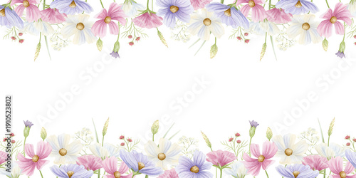 Foto Elegant floral spring banner watercolor illustration isolated on white
