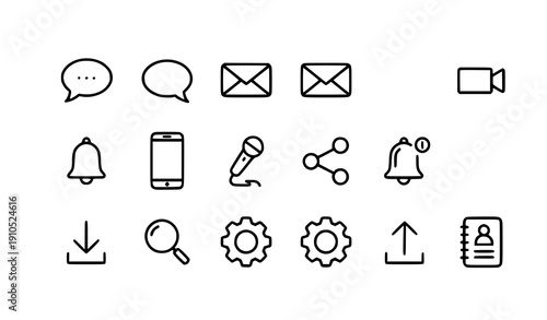 Modern Communication and Interface Icons Pack Editable Stroke Outline