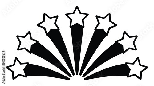 A Fan of Shooting Stars in Black and White