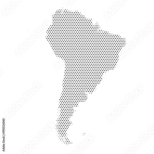 south america halftone dotted map continent black dot vector illustration