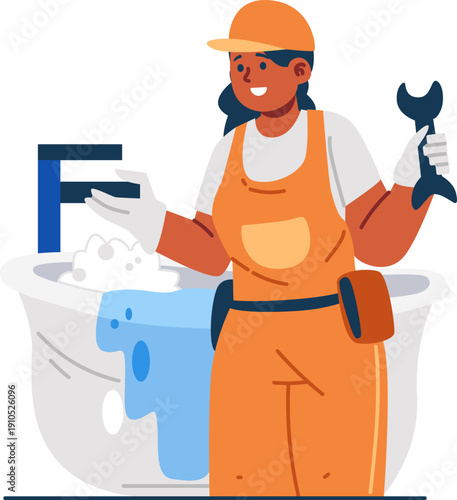 bath technician character illustration