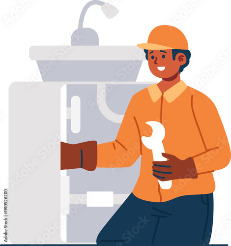 plumber technician character illustration