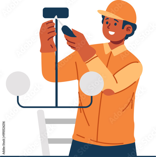lightbulb technician character illustration
