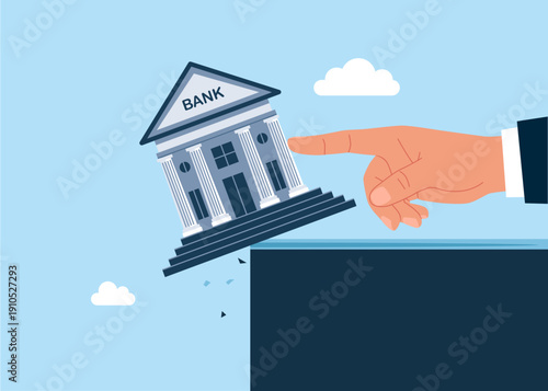 Hand human get rid of bank. Modern vector illustration in flat style