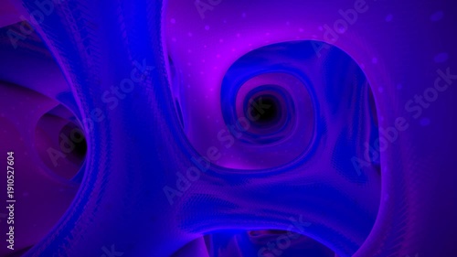 Abstract Swirling Forms In vibrant Purple Blue Tunnel Environment