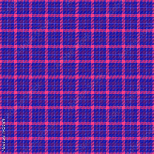 Girly seamless tartan background, tech texture vector fabric. Rough pattern plaid textile check in blue and violet colors.