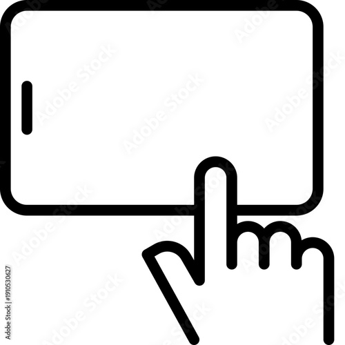 hand holding mobile phone, finger touching blank screen signs