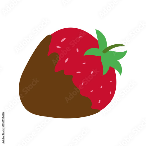 Chocolate dipped strawberry vector illustration. Simple flat icon of a gourmet dessert. This clean graphic evokes a sense of romance, celebration