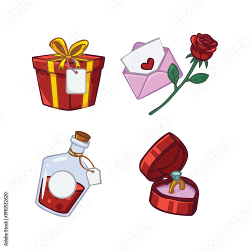Wedding Day engagement day Items Pack illustration on white background vol 01