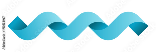 Blue DNA helix wave ribbon. Symbol of genetics, biotechnology, molecular science, research, innovation, and medical technology. Clean modern design isolated on white background. Vector illustration.