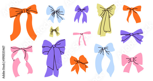 Colorful ribbon bows collection