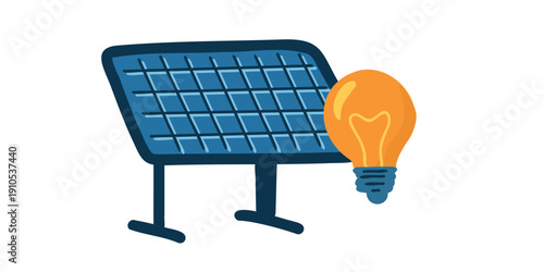 renewable energy concept with solar panel and bulb