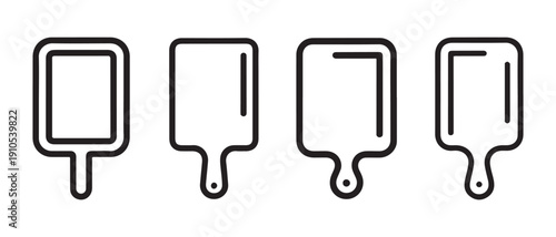 Modern Cutting Boards and Chopping Boards Outline Icon Set. for Kitchen and Cooking Design Vector Illustration.