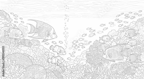 Dolphins Swimming Together in Water Illustration.