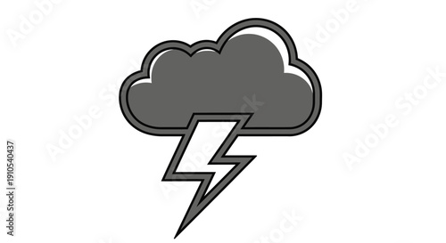 Thunderstorm Icon with Lightning Bolt Symbol.