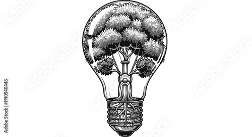 Tree Growing Inside Light Bulb Illustration 1.