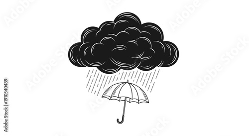 Umbrella Protection from Rainy Dark Cloud.