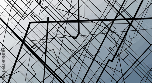 Complex Network of Black Metal Rods.