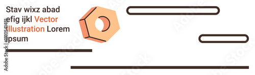 Business design, branding, layouts, minimalist graphics, geometric , creative fields. Hexagonal shape with linear patterns and sample text. Business design and branding concept