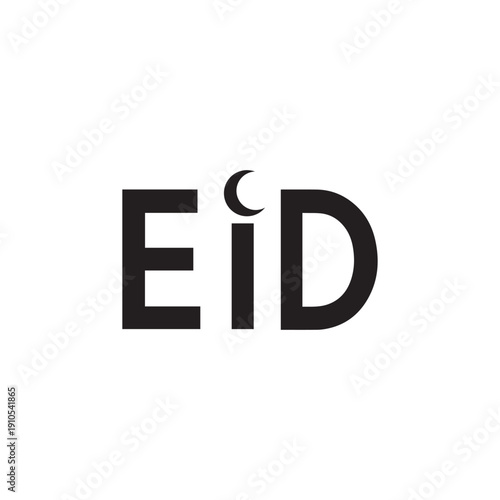 Eid crescent typography vector icon design