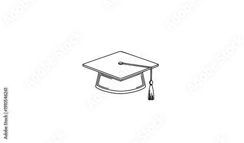 Minimal graduation hat line art icon vector isolated on white background