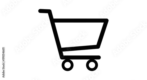 Simple Black Shopping Cart Line Icon for E-commerce Website, Online Retail, Buying, Consumerism, and Shopping