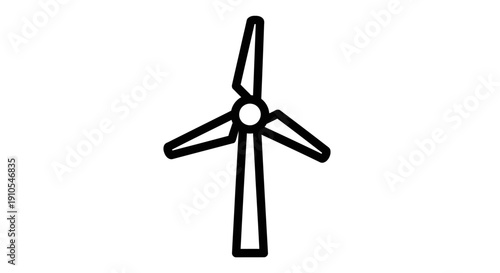 Clean energy wind turbine outline icon for sustainable power generation and environmental technology. Renewable electricity symbol.