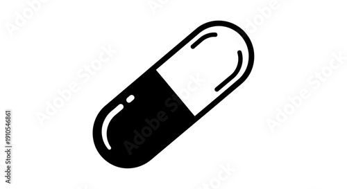 Medical capsule pill icon, healthcare medicine treatment symbol, pharmaceutical drug for health and wellness