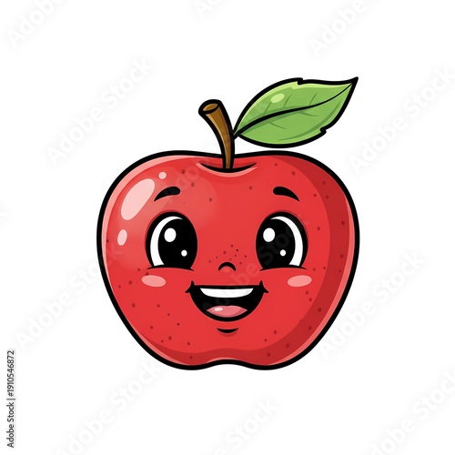 Cheerful red apple illustration with a big smile