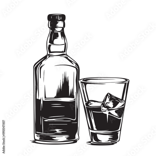 bottle and glass of cognac