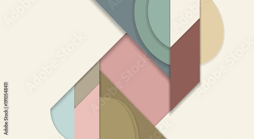 Geometric Shapes in Pastel Colours Arranged.