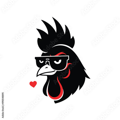 Cool Black Rooster Wearing Sunglasses.