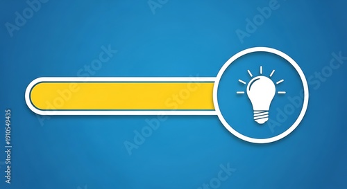A yellow progress bar and a lightbulb icon on a blue background indicating idea or inspiration.
