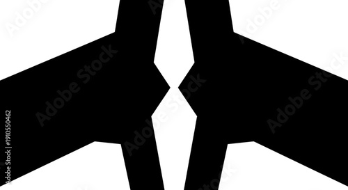 Black Silhouette of Twin Wind Turbines.