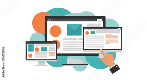 Multiple Connected Screens Displaying Web Content with Hand Interaction