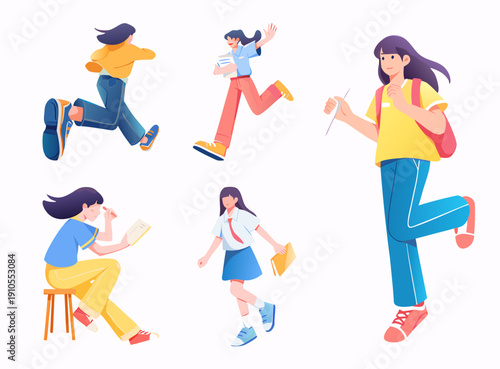 Girls Illustration In White Background