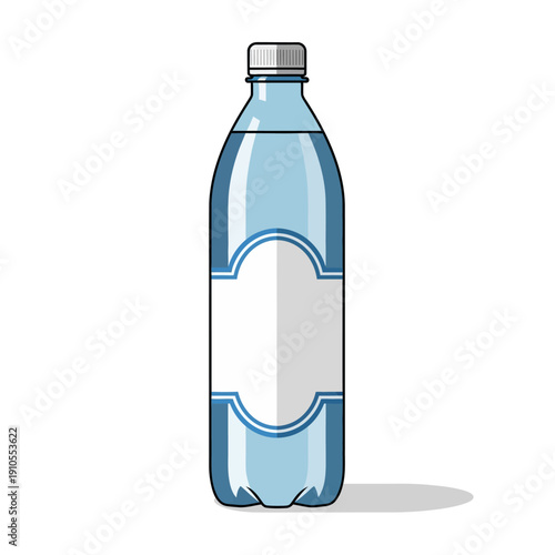 Clear Plastic Water Bottle with Blank Label.