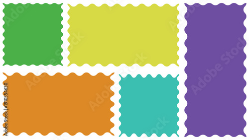 Rectangle shape frame with zigzag. Zigzag wavy edge.Vector illustration. Abstract Elements for Stickers,  Template, Promo Design.