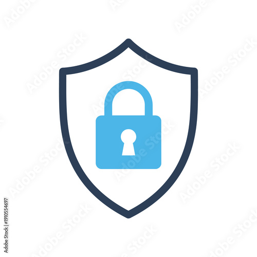 Shield with lock icon for security and protection  safe and private icon