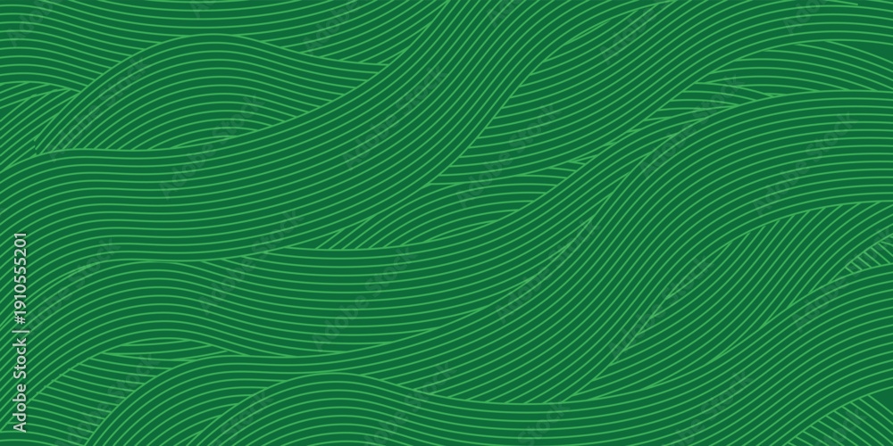 Fototapeta premium Seamless green vineyard pattern with organic wavy lines of grape fields. Eco‑friendly farm texture, abstract striped landscape, natural agriculture background, botanical vector design for rustic decor