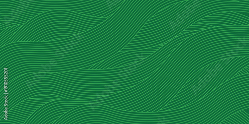 Seamless green vineyard pattern with organic wavy lines of grape fields. Eco‑friendly farm texture, abstract striped landscape, natural agriculture background, botanical vector design for rustic decor