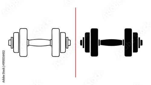Dumbbell Icon with Outline and Solid