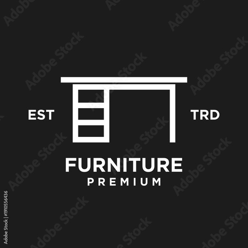 Minimalist Line Art Desk Furniture Logo Design Icon